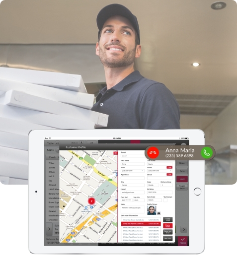 delivery guy and PoS iPad